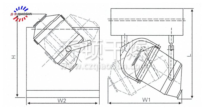 三維運(yùn)動混合機(jī)結(jié)構(gòu)示意圖